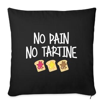 No pain no tartine - Housse de coussin décorative 45 x 45 cm - noir - Devant