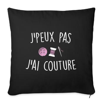 J'peux pas j'ai couture - Housse de coussin décorative 45 x 45 cm - noir - Devant