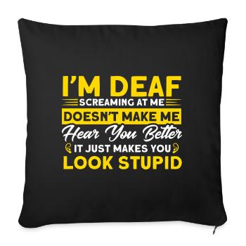Aide auditive Langue des signes Personnes sourdes - Housse de coussin décorative 45 x 45 cm - noir - Devant