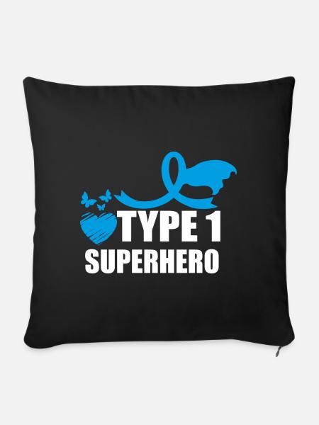Type One Superhero Diabetes Awareness T1D - Sofakissenbezug 45 x 45 cm - Schwarz