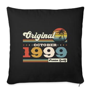 24th Birthday October Vintage 1999 Vintage - Sofa pillowcase 17,3'' x 17,3'' (45 x 45 cm) - black - Front