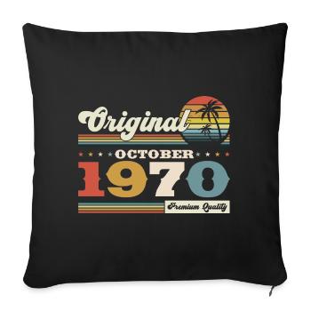 53ème anniversaire Octobre Millésime 1970 Millésime - Housse de coussin décorative 45 x 45 cm - noir - Devant