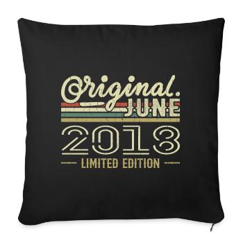 June 2018 Birthday June 2018 - Born in June 2018 - Sofa pillowcase 17,3'' x 17,3'' (45 x 45 cm) - black - Front