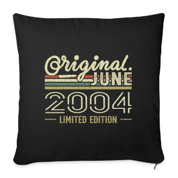 Juin 2004 Anniversaire Juin 2004 - Né en Juin 2004 - Housse de coussin décorative 45 x 45 cm - noir - Devant