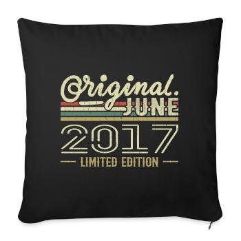 June 2017 Birthday June 2017 - Born in June 2017 - Sofa pillowcase 17,3'' x 17,3'' (45 x 45 cm) - black - Front