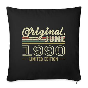 Juin 1990 Anniversaire Juin 1990 - Né en Juin 1990 - Housse de coussin décorative 45 x 45 cm - noir - Devant