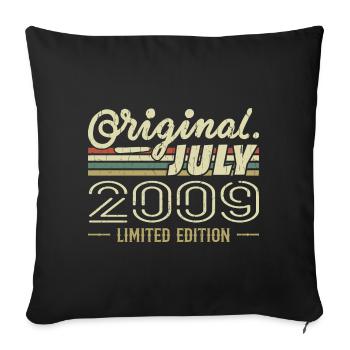 Juillet 2009 Original Cadeau Anniversaire 2009 - Housse de coussin décorative 45 x 45 cm - noir - Devant