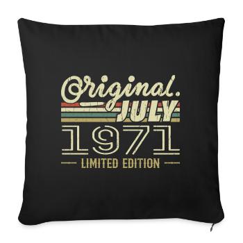 Juli 1971 Original Geburtstagsgeschenk 1971 - Sofakissenbezug 45 x 45 cm - Schwarz - Vorne