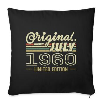 July 1960 Original 1960 Birthday Gift - Sofa pillowcase 17,3'' x 17,3'' (45 x 45 cm) - black - Front