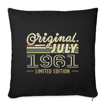 Juillet 1961 Original Cadeau Anniversaire 1961 - Housse de coussin décorative 45 x 45 cm - noir - Devant