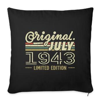 Juillet 1943 Original Cadeau Anniversaire 1943 - Housse de coussin décorative 45 x 45 cm - noir - Devant
