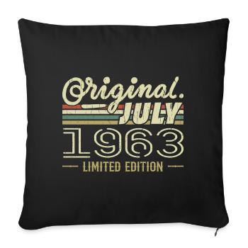 Juli 1963 Original Geburtstagsgeschenk 1963 - Sofakissenbezug 45 x 45 cm - Schwarz - Vorne