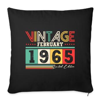 60. Geburtstag Geschenk Mann Vintage Februar 1965 - Sofakissenbezug 45 x 45 cm - Schwarz - Vorne