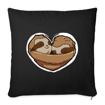 Paresseux de la Saint-Valentin - Housse de coussin décorative 45 x 45 cm - noir - Devant