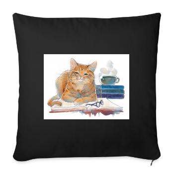 Je lis des livres Je bois du café Amant drôle de chat - Housse de coussin décorative 45 x 45 cm - noir - Devant
