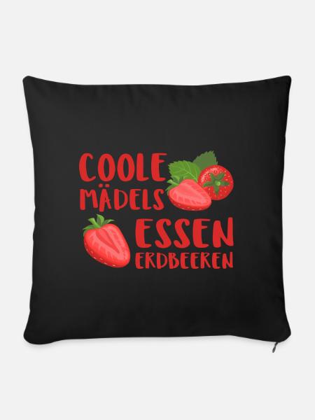 Mädchen Erdbeeren Sommer Geburtstag Geschenk - Sofakissenbezug 45 x 45 cm - Schwarz