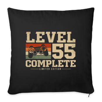 55 Cadeau d’anniversaire Niveau 55 Complet - Housse de coussin décorative 45 x 45 cm - noir - Devant