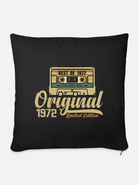 Original 1972 Jahrgang - 1972 Geburtstagsgeschenk - Sofakissenbezug 45 x 45 cm - Schwarz
