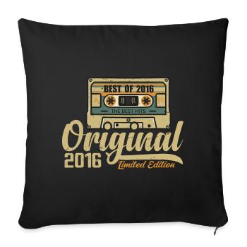 Original 2016 Jahrgang - 2016 Geburtstagsgeschenk - Sofakissenbezug 45 x 45 cm - Schwarz - Vorne