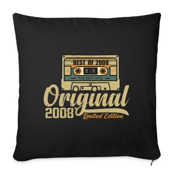 Original 2008 Vintage - 2008 Birthday Gift - Sofa pillowcase 17,3'' x 17,3'' (45 x 45 cm) - black - Front