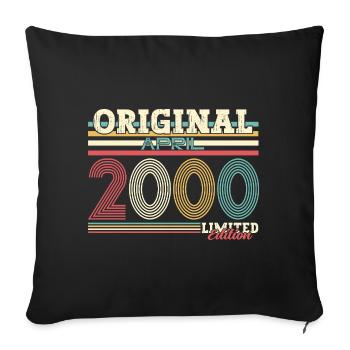 25ème anniversaire cadeau mari Original avril 2000 - Housse de coussin décorative 45 x 45 cm - noir - Devant