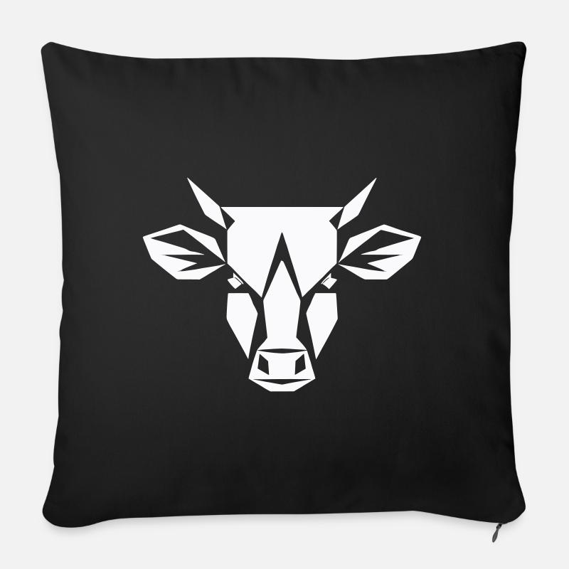 Polygone de taureau - Conception agricole - Housse de coussin décorative 45 x 45 cm - noir