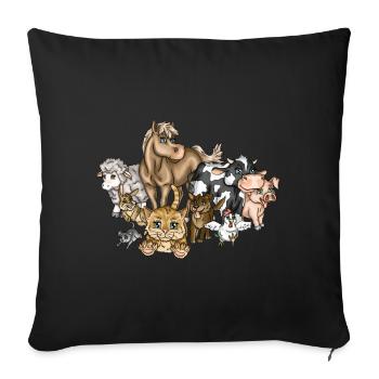 Animaux de ferme animaux ferme animaux amoureux illustration dessin animé - Housse de coussin décorative 45 x 45 cm - noir - Devant