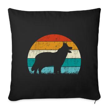 Chodsky Pes Chien de berger de Bohême Rétro Vintage - Housse de coussin décorative 45 x 45 cm - noir - Devant