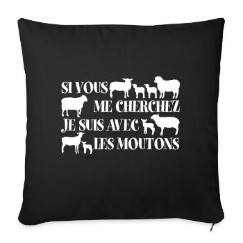 Si vous me cherchez je suis avec les moutons - Housse de coussin décorative 45 x 45 cm - noir - Devant