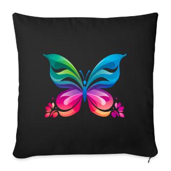 Rainbow Butterfly - Sofa pillowcase 17,3'' x 17,3'' (45 x 45 cm) - black - Front