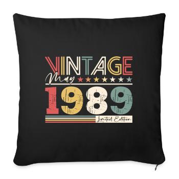 35th Birthday Husband May Vintage 1989 Vintage - Sofa pillowcase 17,3'' x 17,3'' (45 x 45 cm) - black - Front