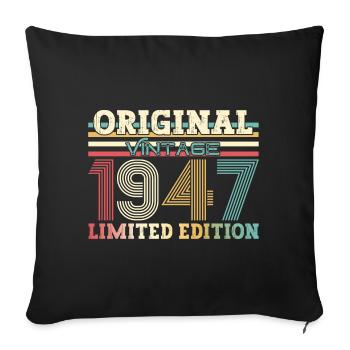 Original 1947 Vintage 1947 Anniversaire 1947 - Housse de coussin décorative 45 x 45 cm - noir - Devant