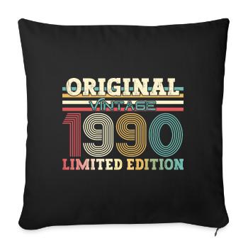 Original 1990 Vintage 1990 34th Birthday 1990 - Sofa pillowcase 17,3'' x 17,3'' (45 x 45 cm) - black - Front