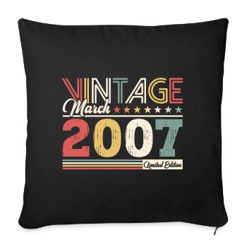 18. Geburtstag Geschenk Mann Vintage März 2007 - Sofakissenbezug 45 x 45 cm - Schwarz - Vorne