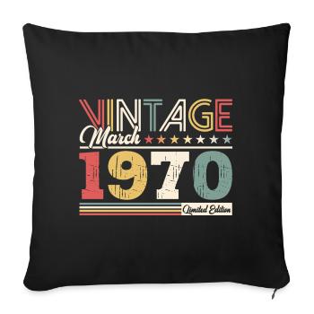 55ème anniversaire cadeau mari Vintage mars 1970 - Housse de coussin décorative 45 x 45 cm - noir - Devant