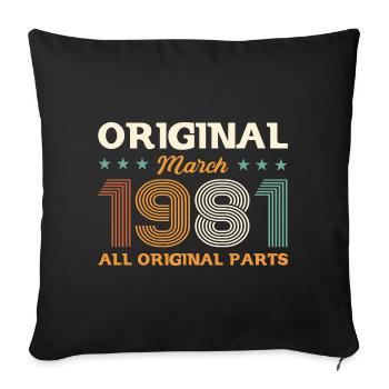 44ème anniversaire cadeau mari Original mars 1981 - Housse de coussin décorative 45 x 45 cm - noir - Devant