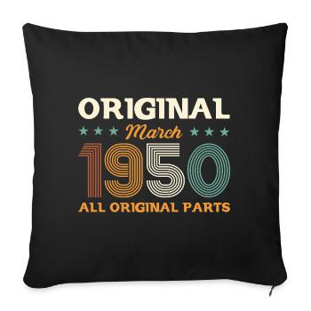 75ème anniversaire cadeau mari Original mars 1950 - Housse de coussin décorative 45 x 45 cm - noir - Devant