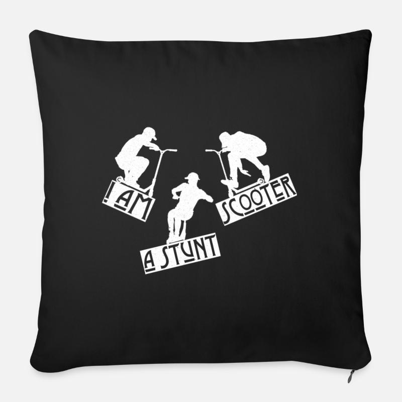 Scooter stunt stunts kick scooter e-scooter cadeau - Housse de coussin décorative 45 x 45 cm - noir