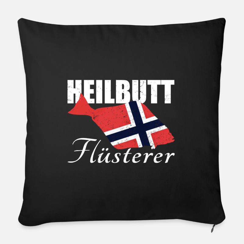 Heilbutt Flüsterer - Sofakissenbezug 45 x 45 cm - Schwarz