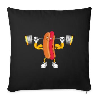 Bodybuilding Hot Dog Fitness Workout Gym - Sofa pillowcase 17,3'' x 17,3'' (45 x 45 cm) - black - Front