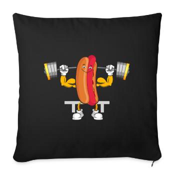 Hot Dog Bodybuilding Fitness Gym Gift - Sofa pillowcase 17,3'' x 17,3'' (45 x 45 cm) - black - Front
