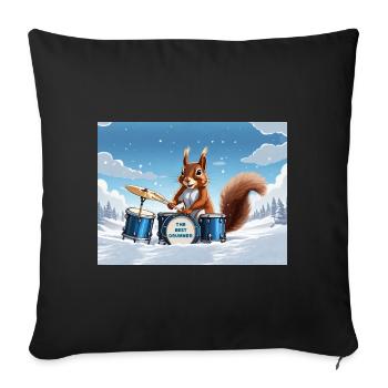Squirrel plays drums - Sofa pillowcase 17,3'' x 17,3'' (45 x 45 cm) - black - Front