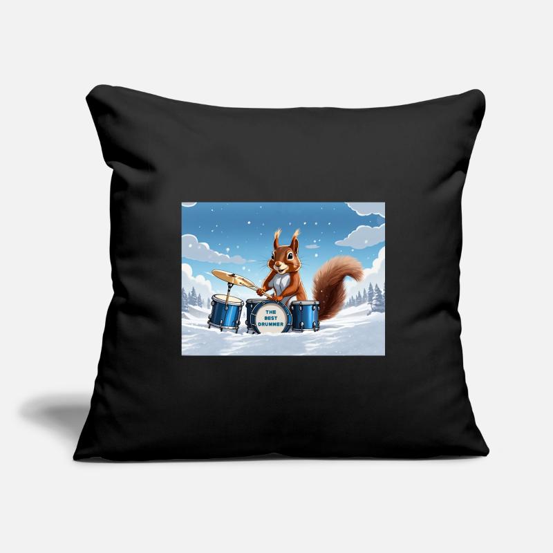 Ecureuil joue de la batterie Housse de coussin décorative 45 x 45 cm