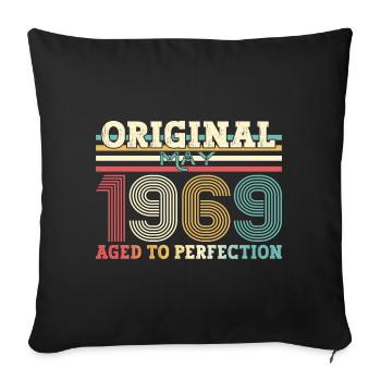 Original mai 1969 Vintage 1969 anniversaire 1969 - Housse de coussin décorative 45 x 45 cm - noir - Devant