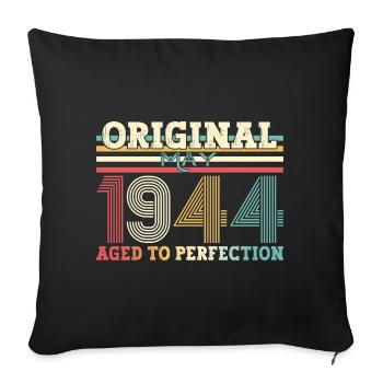 Original mai 1944 Vintage 1944 anniversaire 1944 - Housse de coussin décorative 45 x 45 cm - noir - Devant