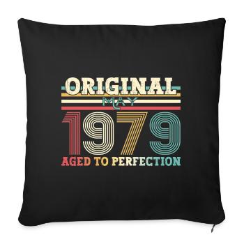 Original May 1979 Vintage 1979 Birthday 1979 - Sofa pillowcase 17,3'' x 17,3'' (45 x 45 cm) - black - Front