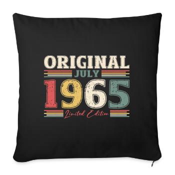 60ème Anniversaire Original Juillet 1965 Millésime 1965 - Housse de coussin décorative 45 x 45 cm - noir - Devant