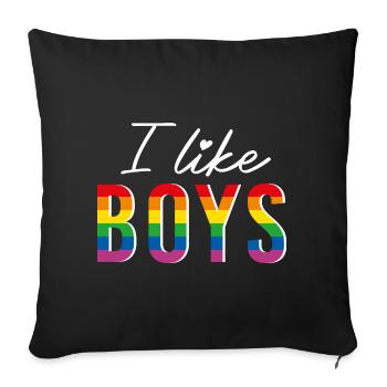 LGBTQIA+ I like boys rainbow flag gay - Sofa pillowcase 17,3'' x 17,3'' (45 x 45 cm) - black - Front