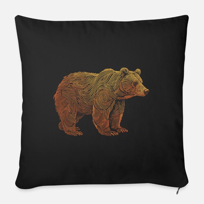 Line Art Bear - Sofakissenbezug 45 x 45 cm - Schwarz