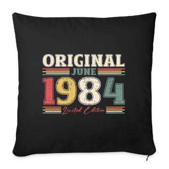 Original juin 1984 Né en 1984 40e anniversaire 84 - Housse de coussin décorative 45 x 45 cm - noir - Devant